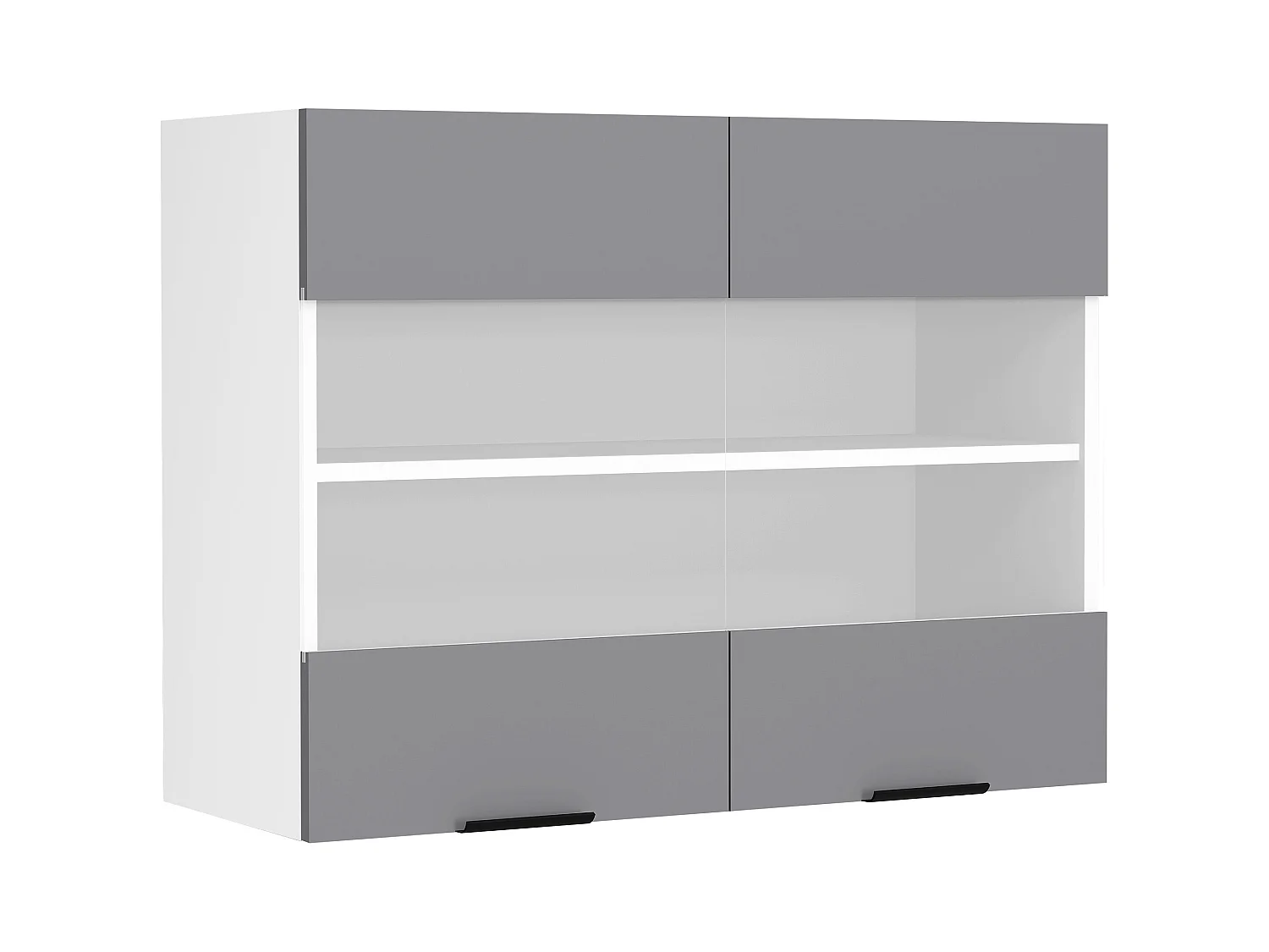 Kitchen furniture hanging cabinet Fasola White / Anthracite H. 60 x W. 80 x D. 31 cm