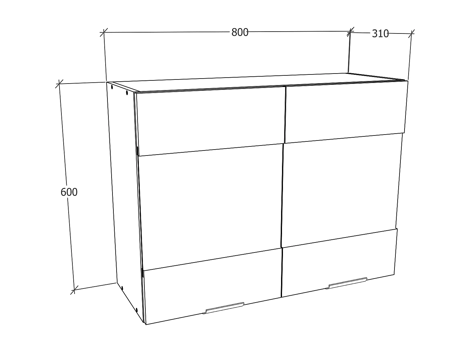 Kitchen furniture hanging cabinet Fasola White / Anthracite H. 60 x W. 80 x D. 31 cm