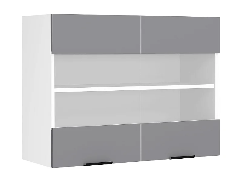 Kitchen furniture hanging cabinet Fasola White / Anthracite H. 60 x W. 80 x D. 31 cm