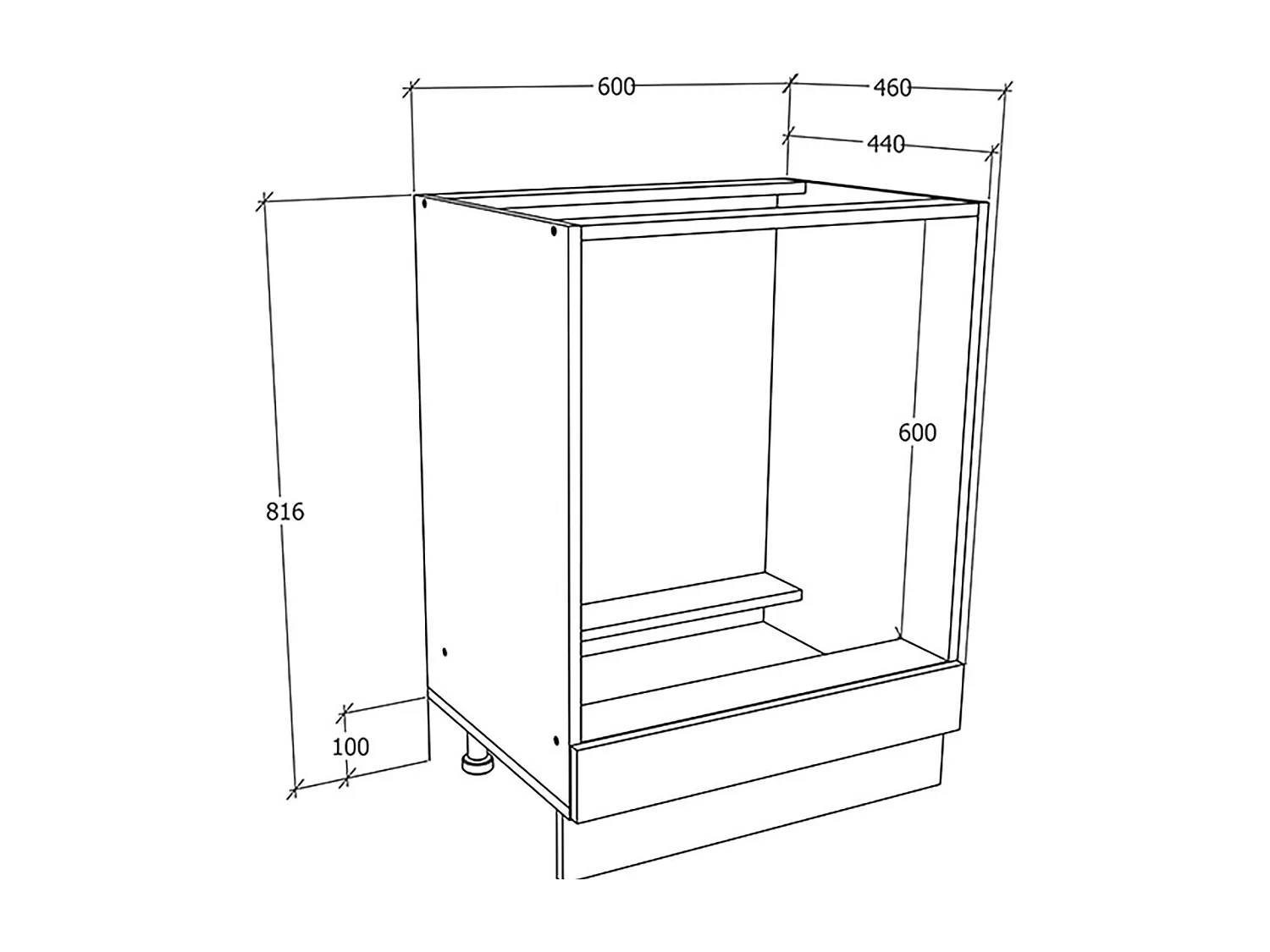 Armário para forno VCM | Dimensões aprox. A. 82 x L. 60 x. P. 46 cm | Armário de fogão | Armário de forno - Fasola (Branco / Antracite)