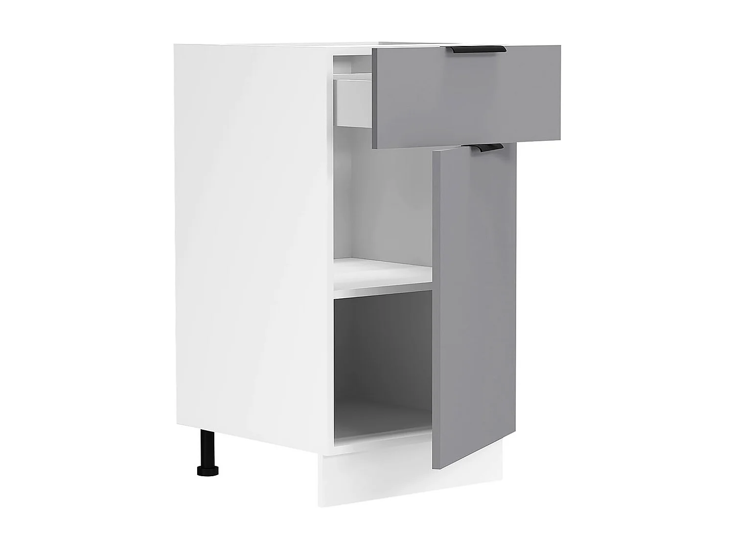 Armário de cozinha VCM | Dimensões aprox. A. 82 x L. 40 x P. 46 cm | Armário inferior com porta giratória e gaveta | Móveis de cozinha - Fasola (Branco / Antracite)