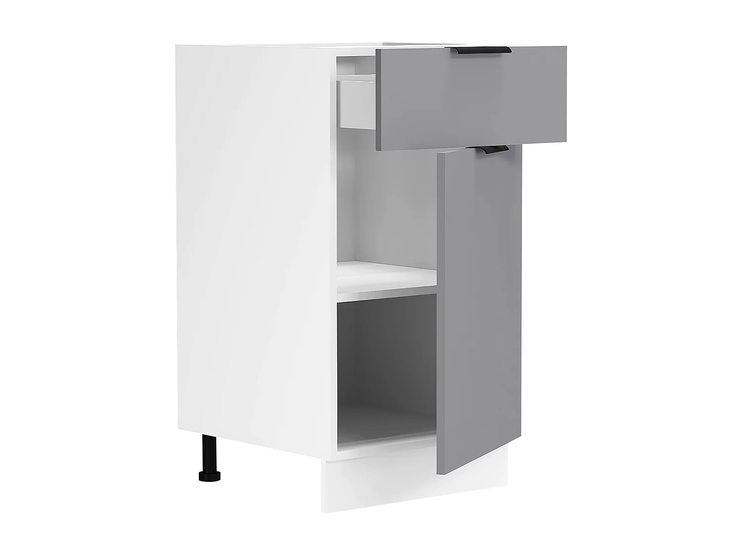 Armário de cozinha VCM | Dimensões aprox. A. 82 x L. 40 x P. 46 cm | Armário inferior com porta giratória e gaveta | Móveis de cozinha - Fasola (Branco / Antracite)