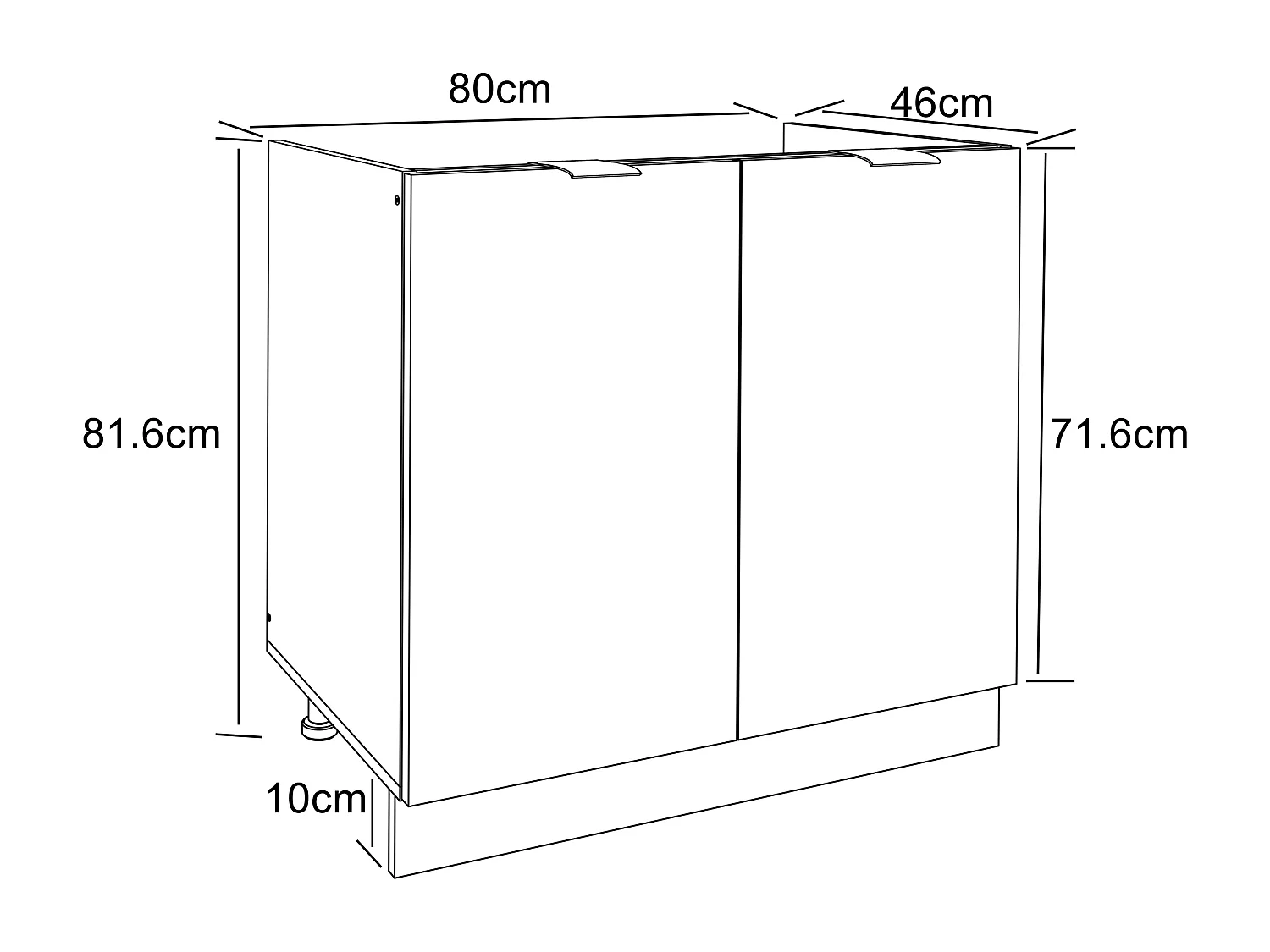 Kitchen furniture cabinet Fasola White / Honey oak H. 82 x W. 80 x D. 46 cm