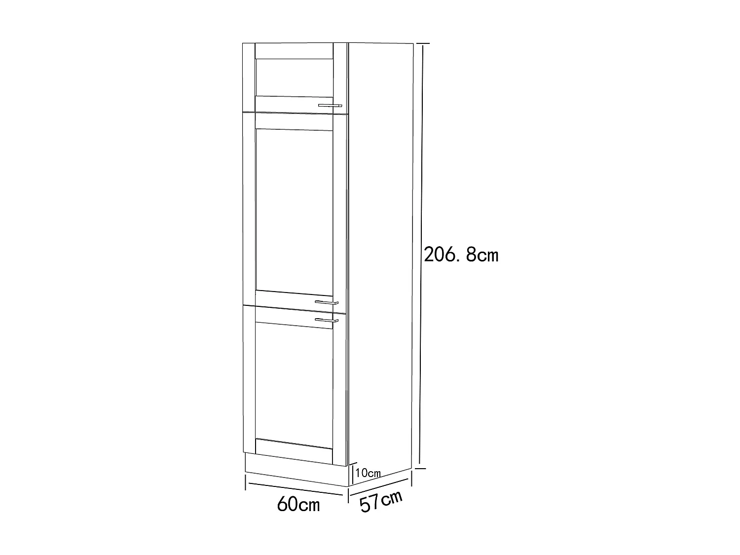 Kitchen furniture cabinet Colura White / Anthracite H. 207 x W. 60 x D. 57 cm