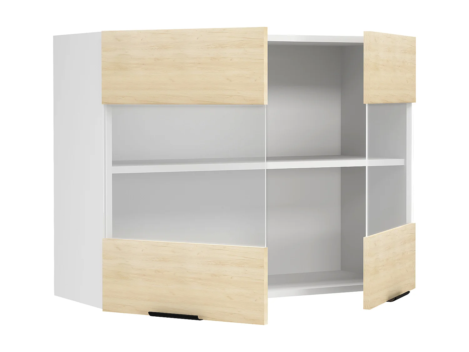 Kitchen furniture hanging cabinet Fasola White / Honey oak H. 60 x W. 80 x D. 31 cm
