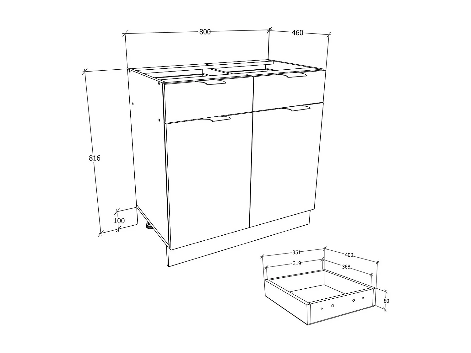 Mobiliário de cozinha Fasola Branco/antracite A. 82 x L. 80 x P. 46 cm