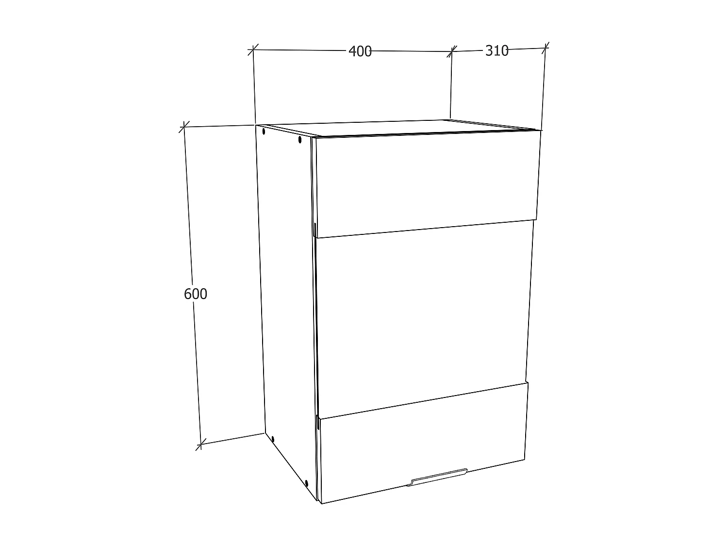 VCM armário de cozinha pendurado | Dimensões aprox. A. 60 x L. 40 x P. 31 cm | Armário suspenso com vidro | Móveis de cozinha – Fasola (Branco / Antracite)