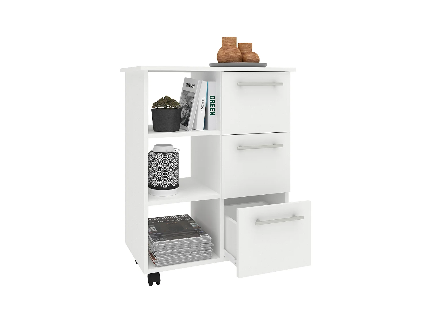 Kitchen furniture serving trolley Esilo White H. 85 x W. 68 x D. 38 cm
