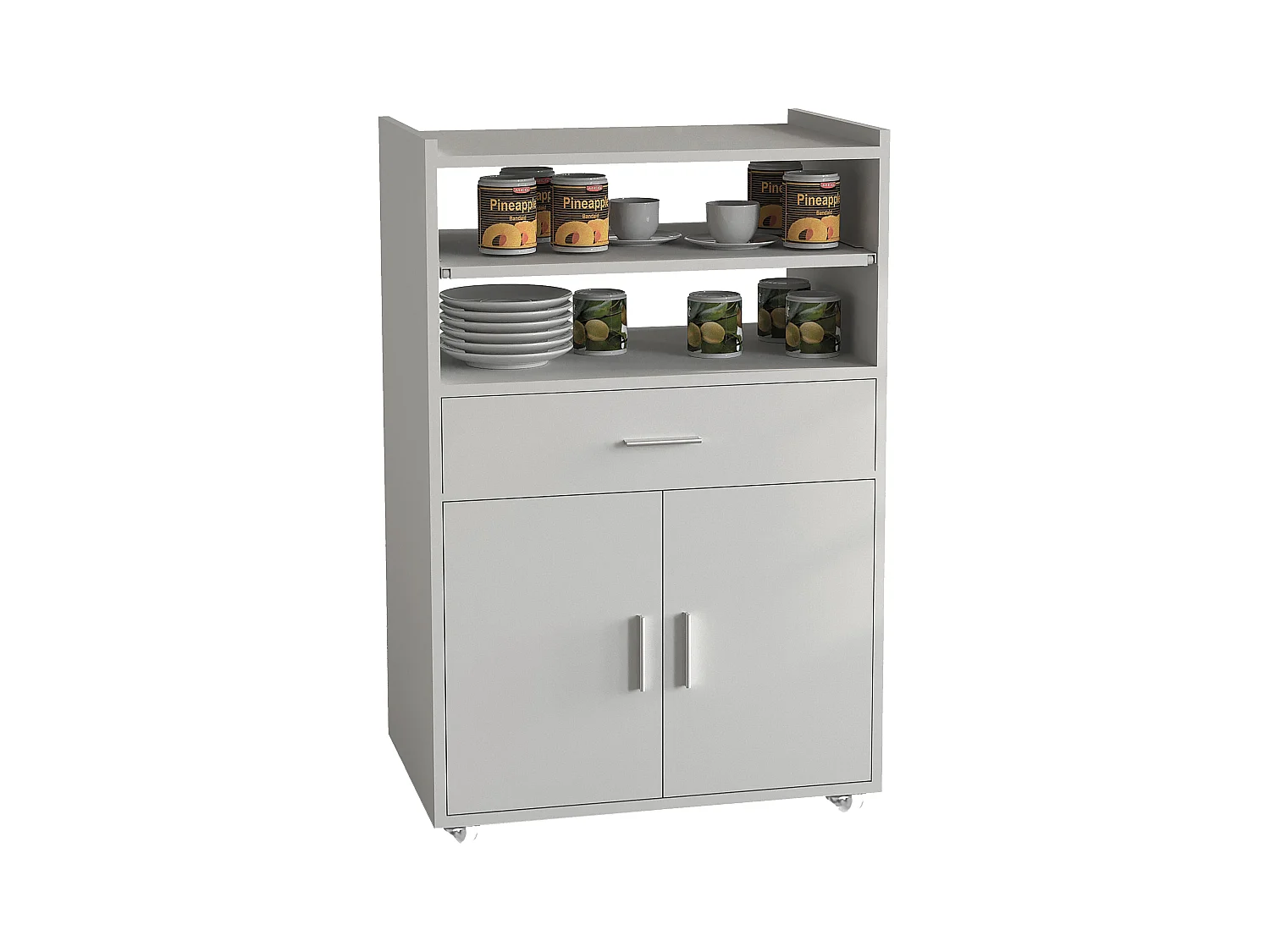 Kitchen furniture serving trolley Kiola White H. 92 x W. 59 x D. 40 cm