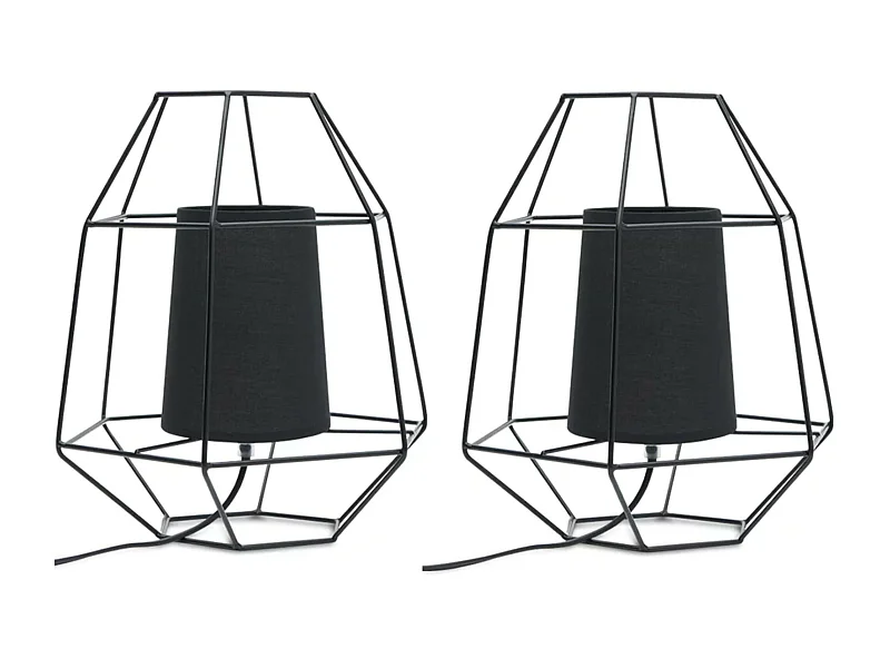 Loft-Stil Tischlampe 2-er Set - Schwarz - MERLI