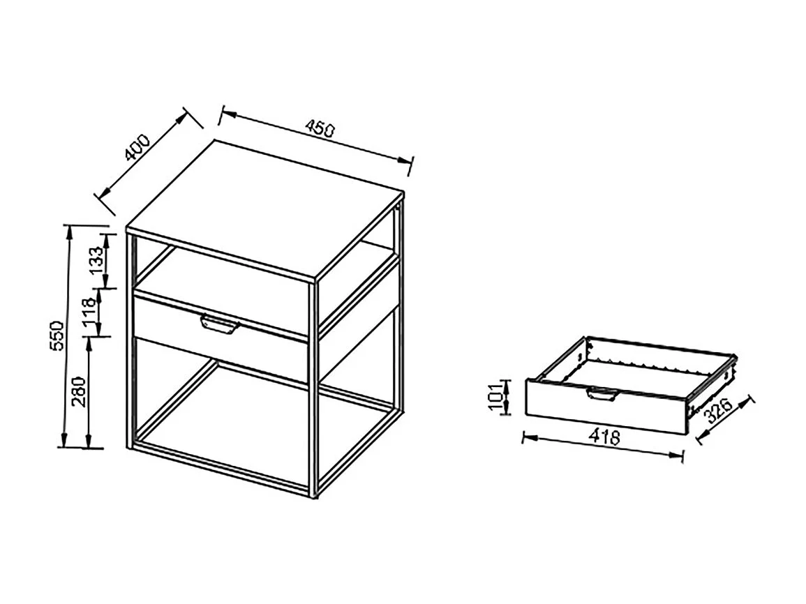 Metall Nachttisch Beistelltisch Schublade Flokas M