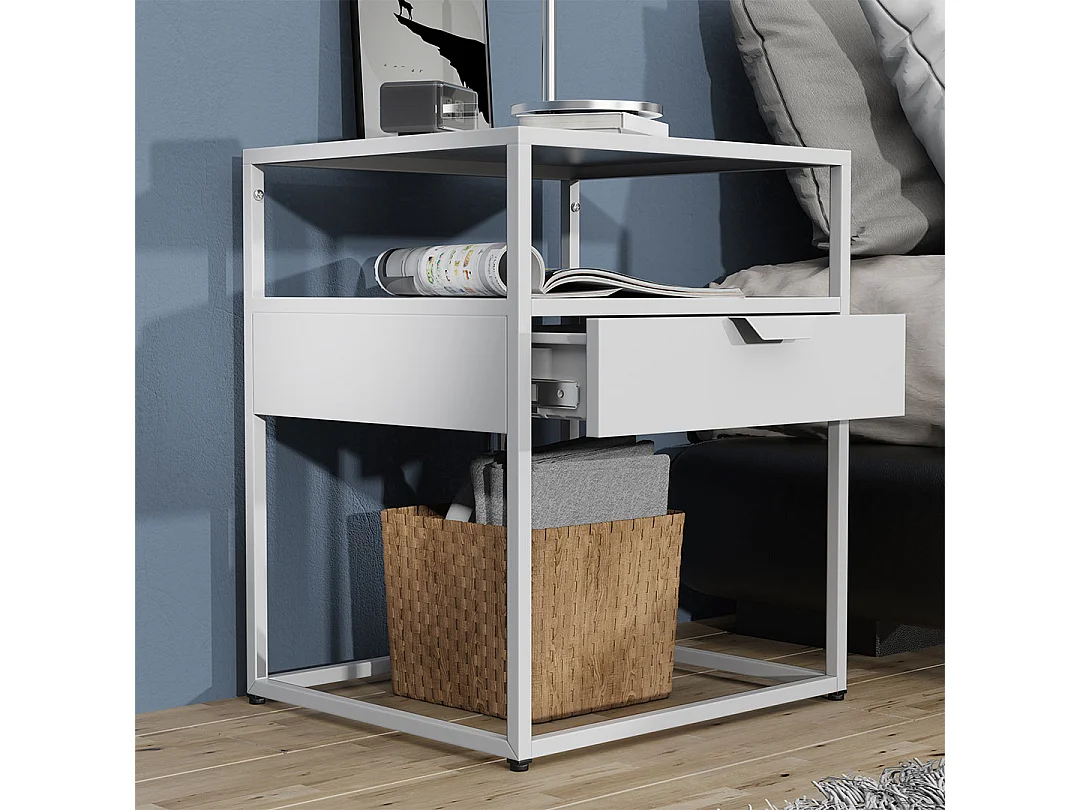 bedside table Flokas White H. 55 x W. 45 x D. 40 cm