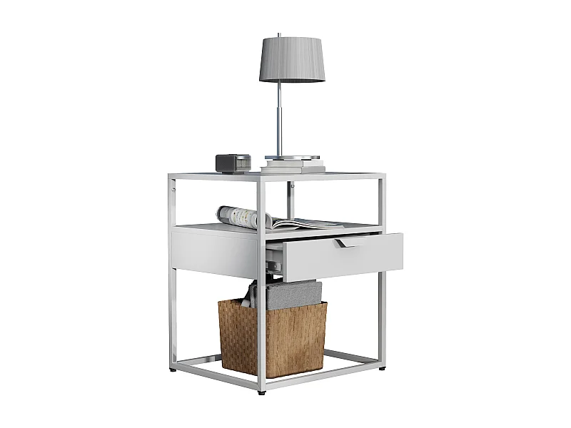 bedside table Flokas White H. 55 x W. 45 x D. 40 cm