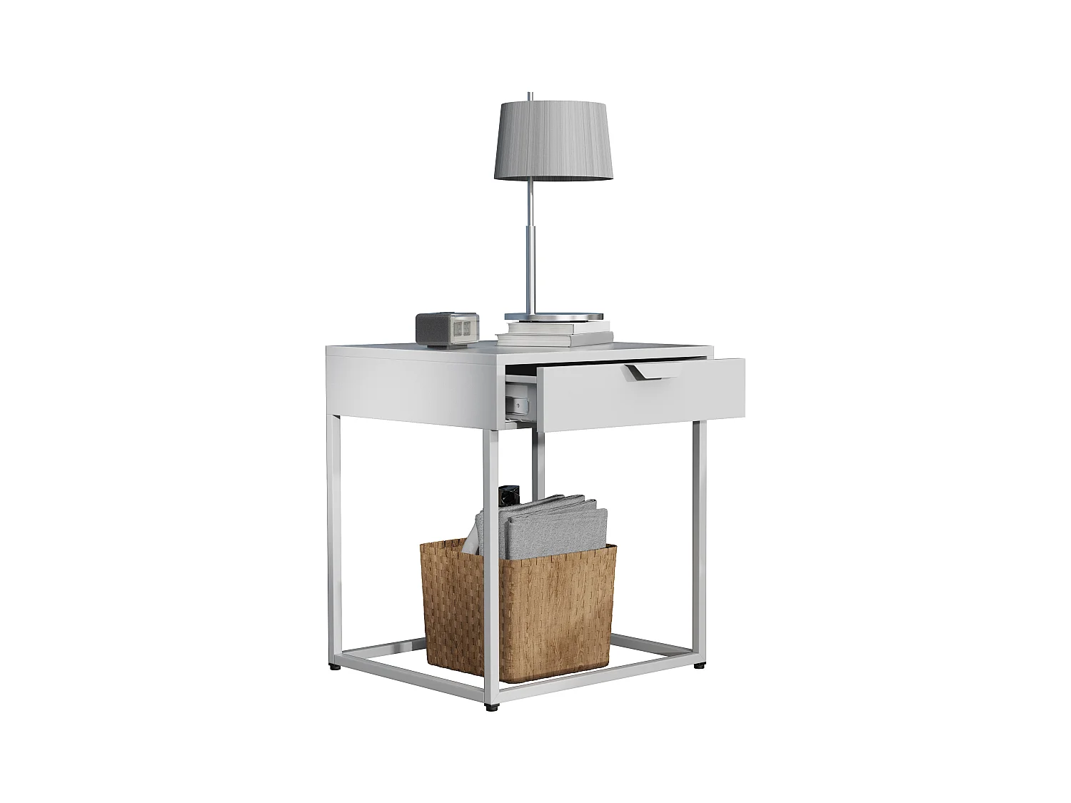 bedside table Flokas White H. 50 x W. 43 x D. 41 cm