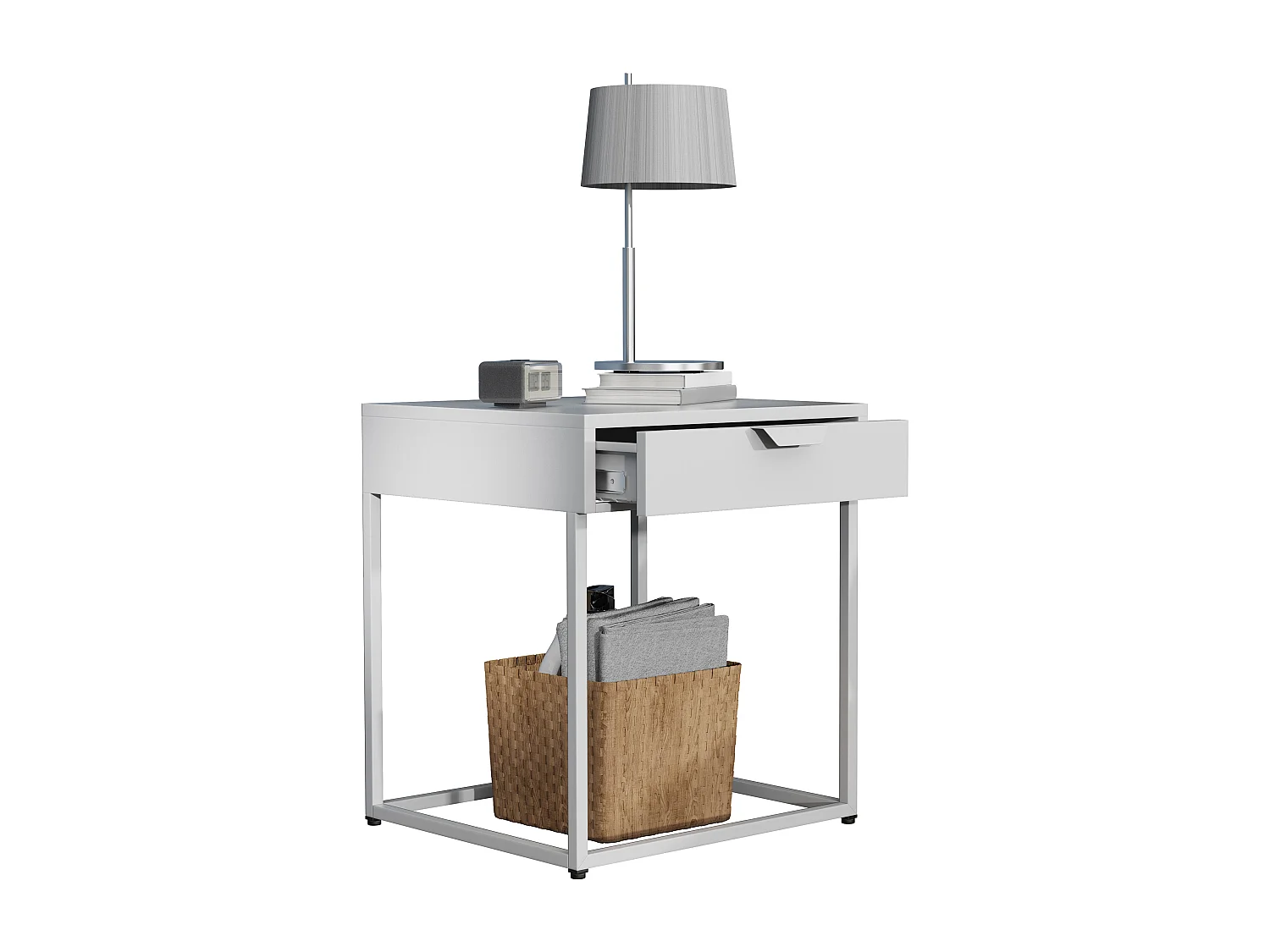 bedside table Flokas White H. 50 x W. 43 x D. 41 cm