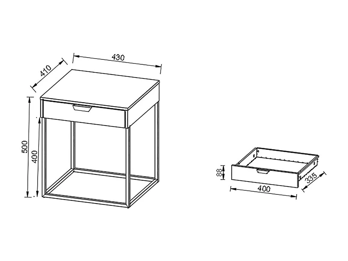 bedside table Flokas White H. 50 x W. 43 x D. 41 cm