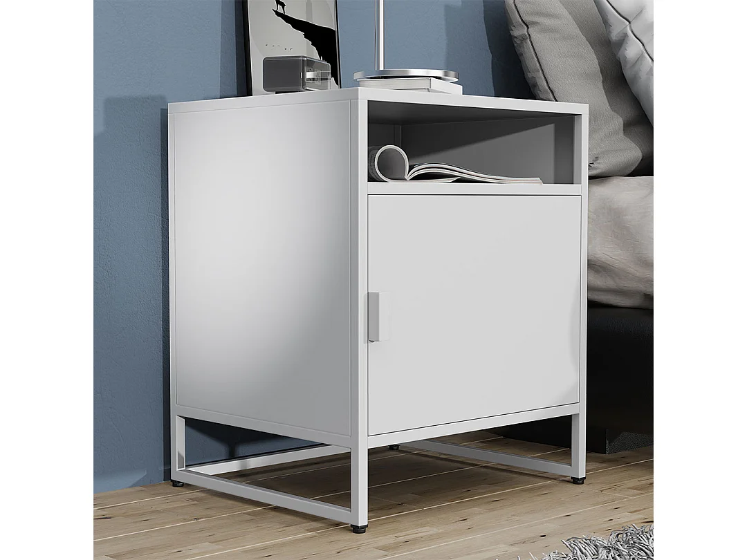 bedside table Flokas White H. 55 x W. 45 x D. 40 cm