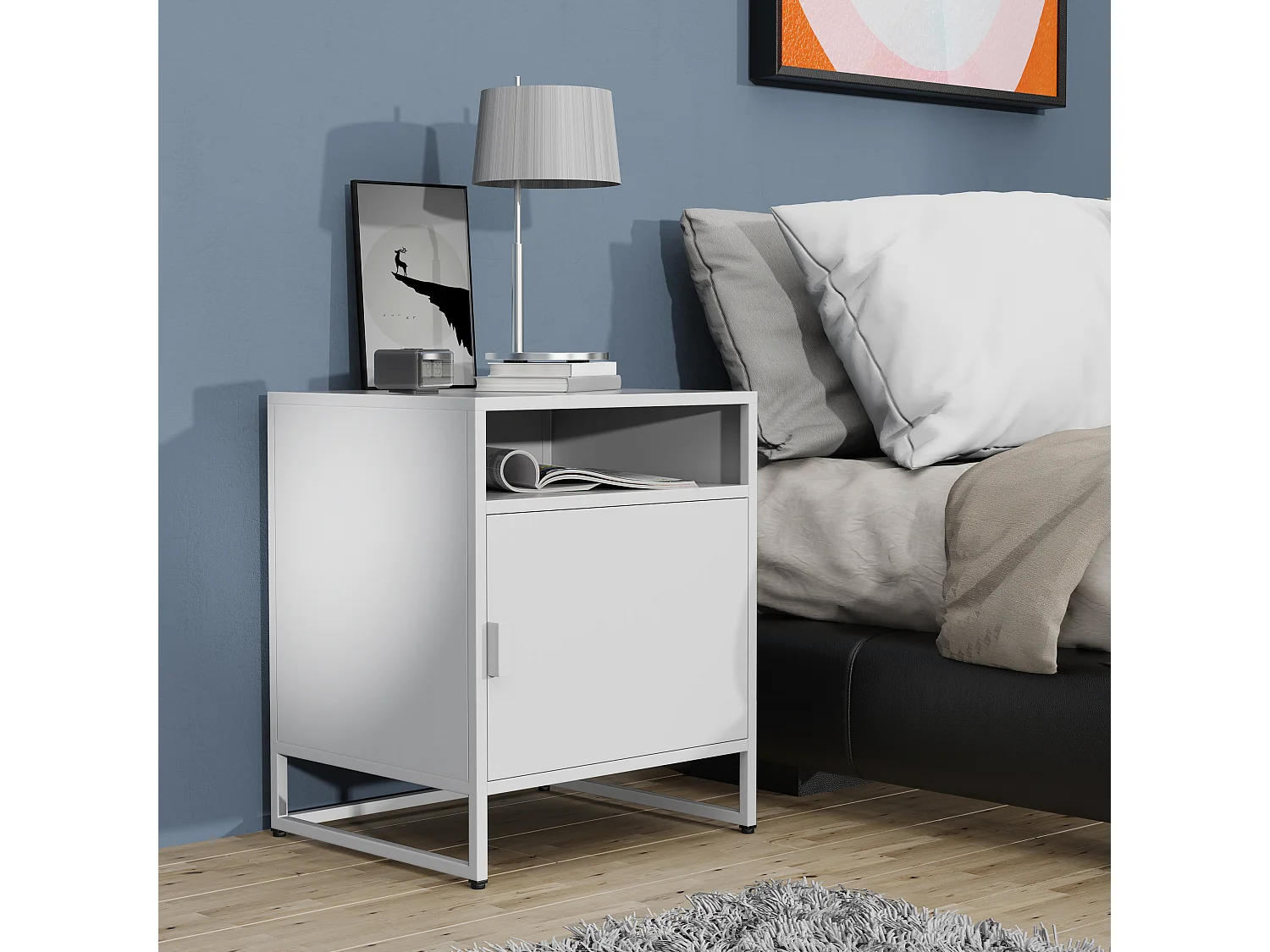 bedside table Flokas White H. 55 x W. 45 x D. 40 cm