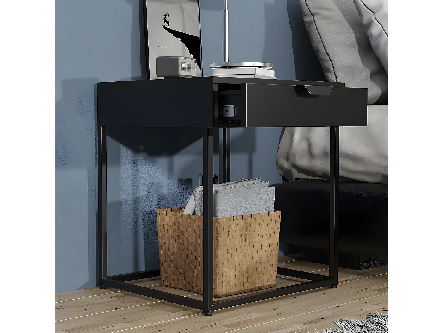 Comodino in metallo Tavolino Flokas S