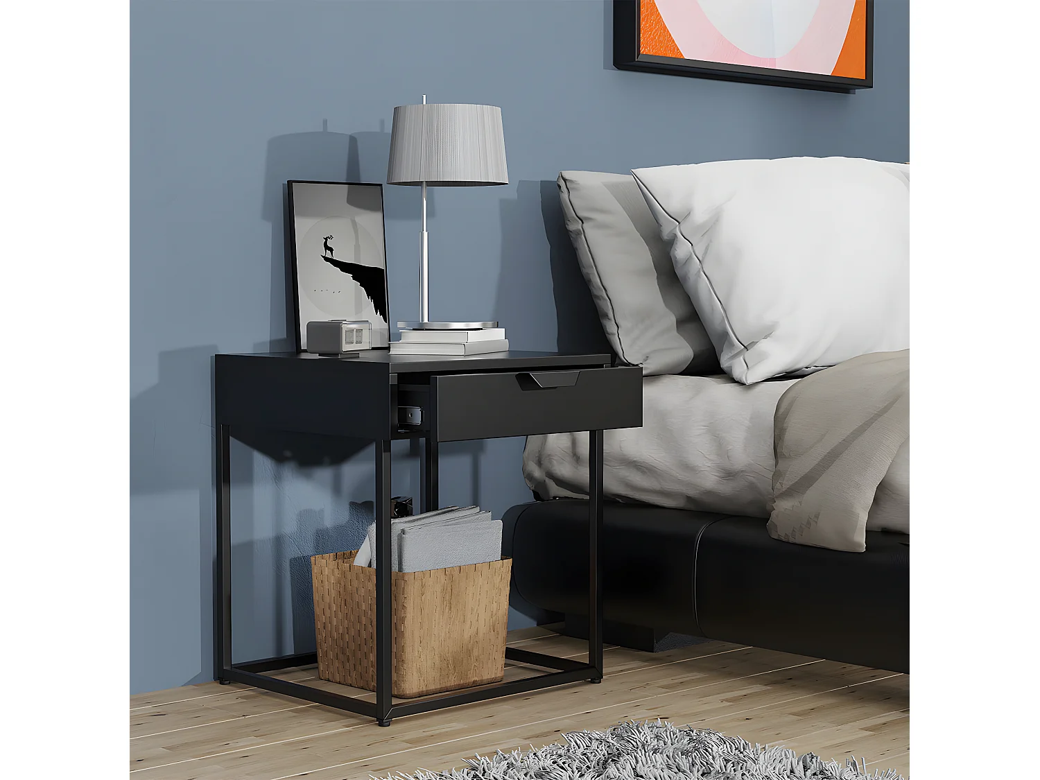 Comodino in metallo Tavolino Flokas S