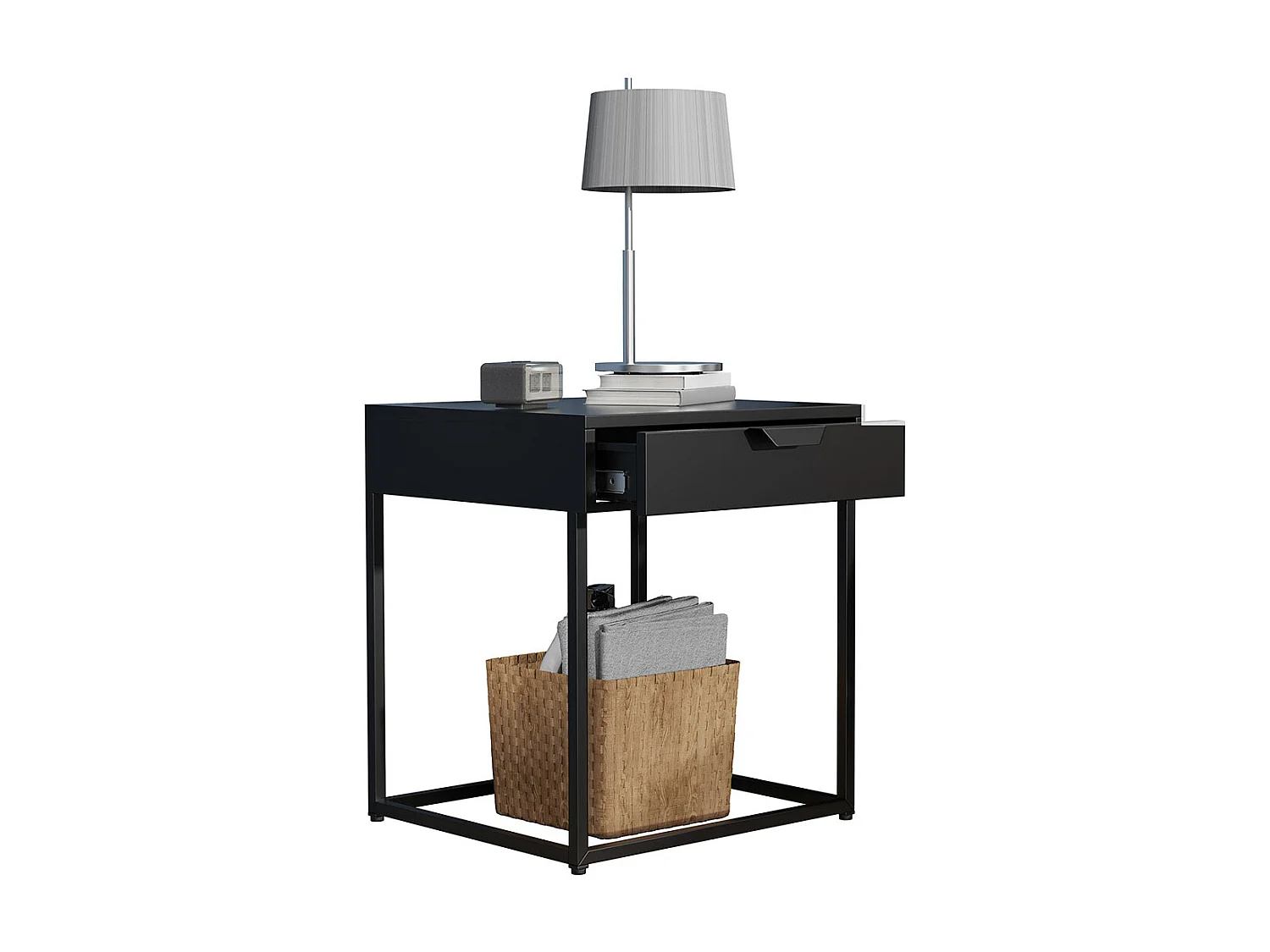 bedside table Flokas Black H. 50 x W. 43 x D. 41 cm