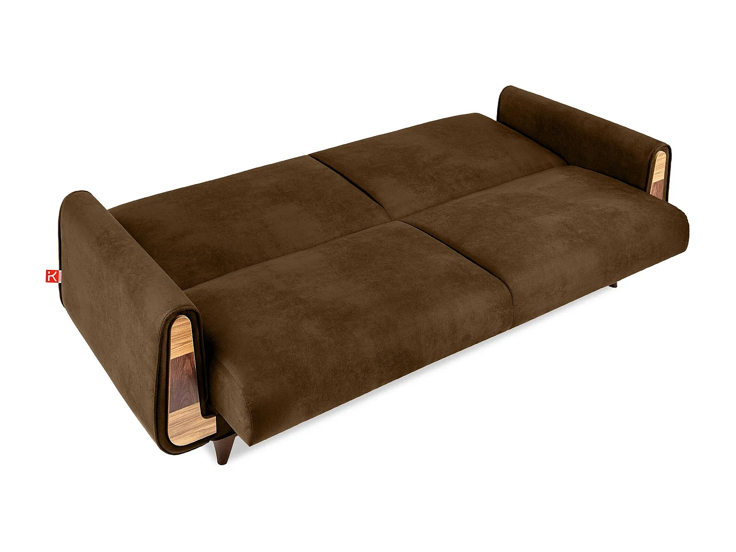 Canapé convertible GUSTAVO - 3 places - Tissu en daim - Marron clair