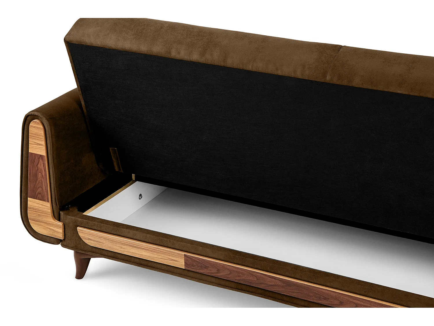 Canapé convertible GUSTAVO - 3 places - Tissu en daim - Marron clair