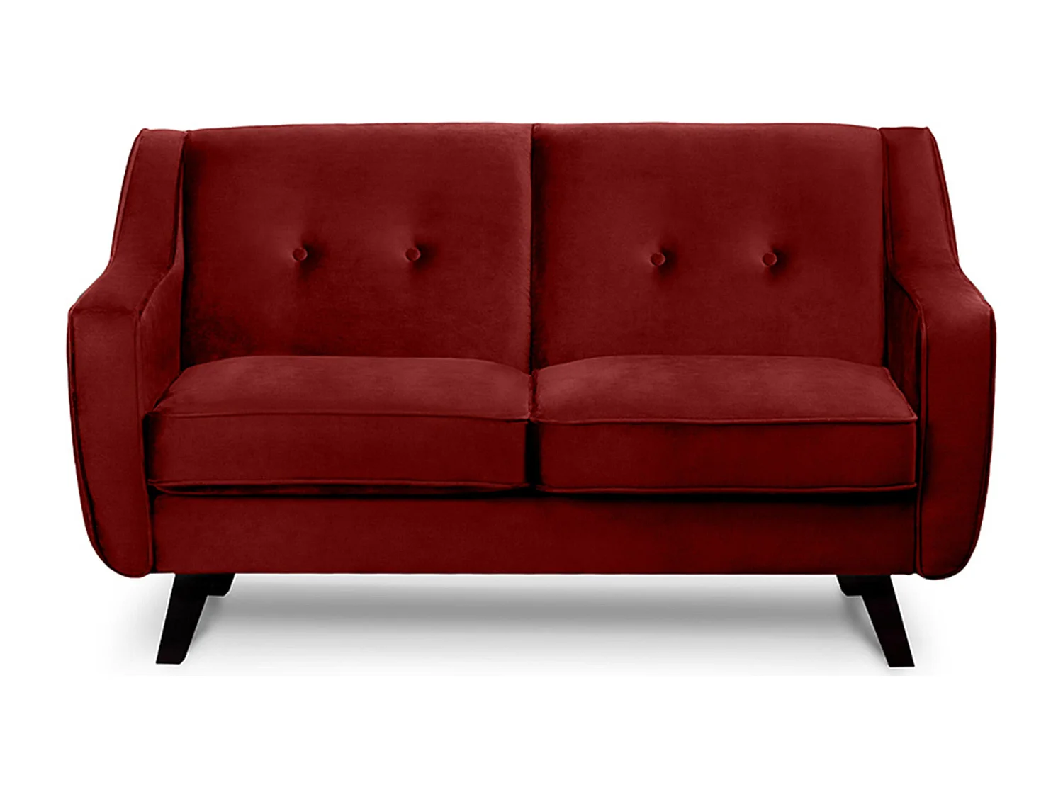 Sofa - 2 Sitzer im zeitlosen Design - Velours-Bezug - rotweinfarben - TERSO