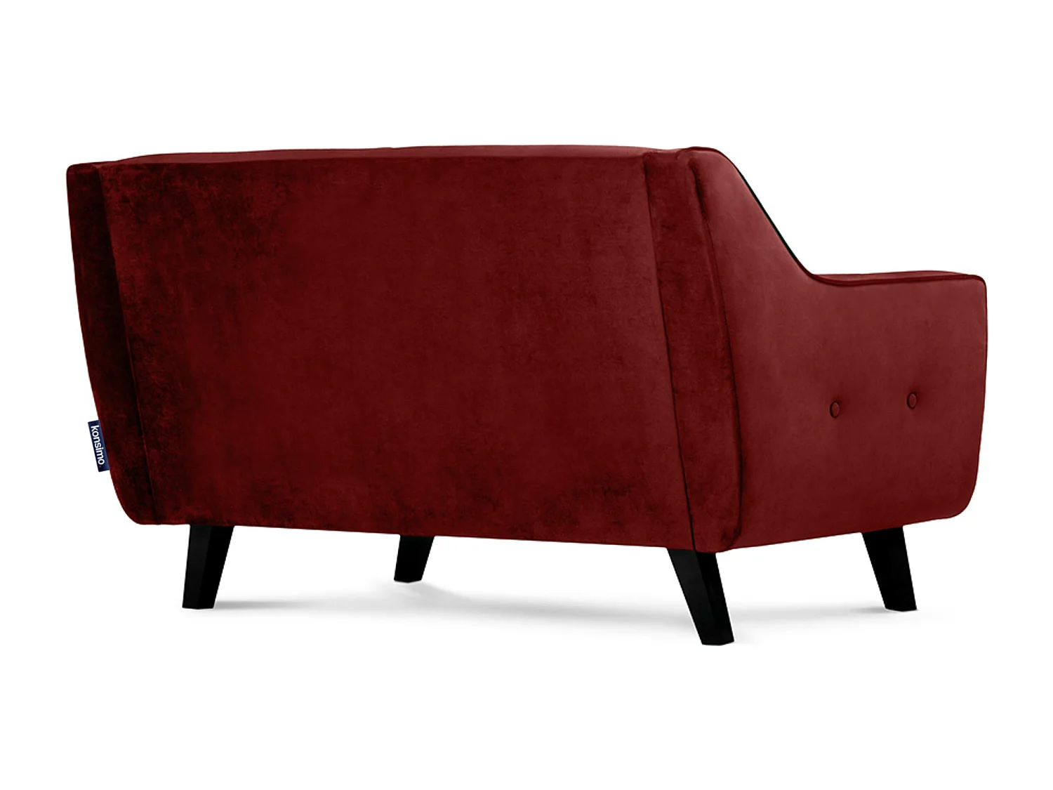 Sofa - 2 Sitzer im zeitlosen Design - Velours-Bezug - rotweinfarben - TERSO
