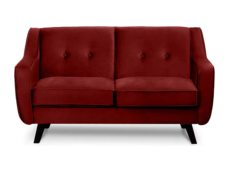 Sofa - 2 Sitzer im zeitlosen Design - Velours-Bezug - rotweinfarben - TERSO