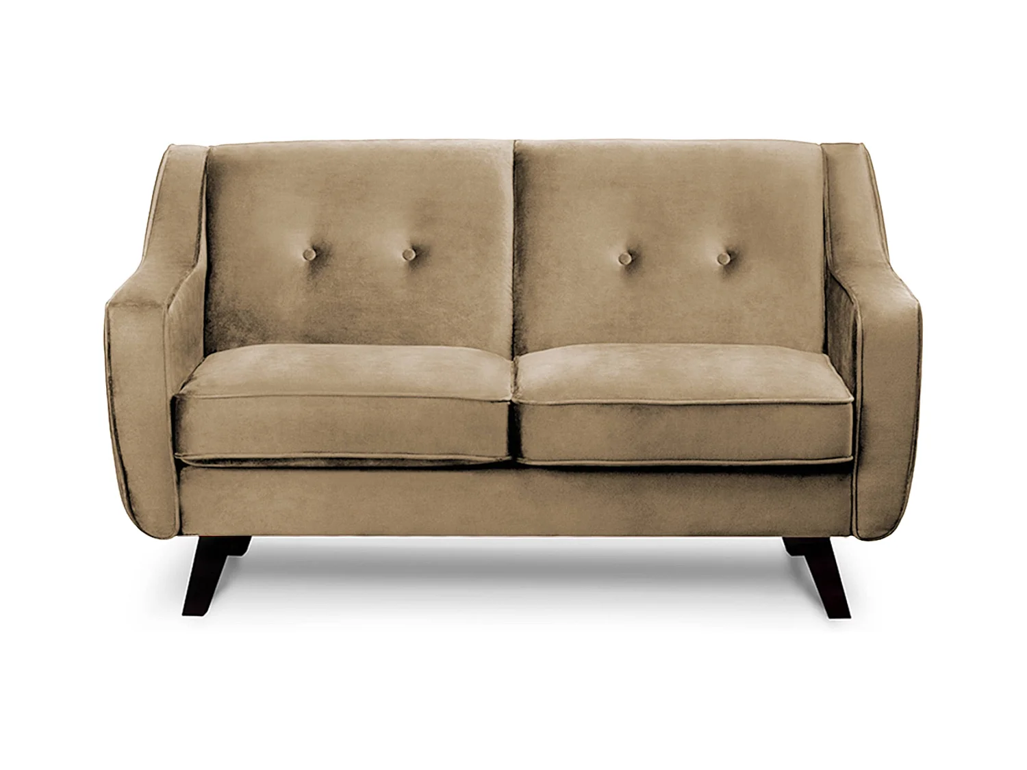 Canapé - 2 places au design intemporel - revêtement velours - beige foncé - TERSO