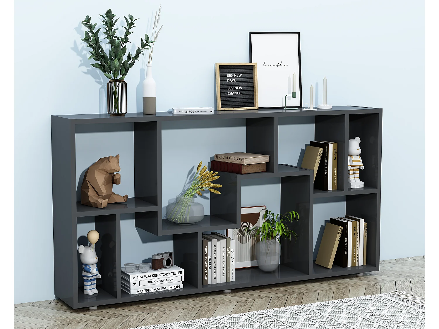 Holz Stand Regal Raumteiler Bücherregal Lanisa L