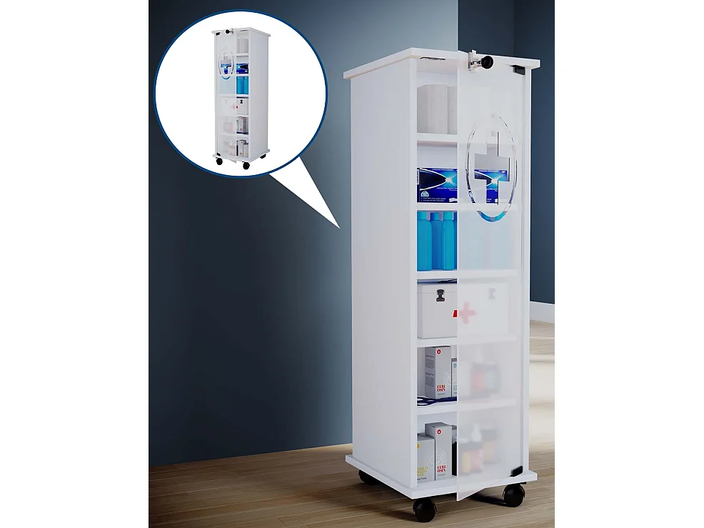 Medical cabinet Nilusa White H. 98 x W. 31 x D. 35 cm