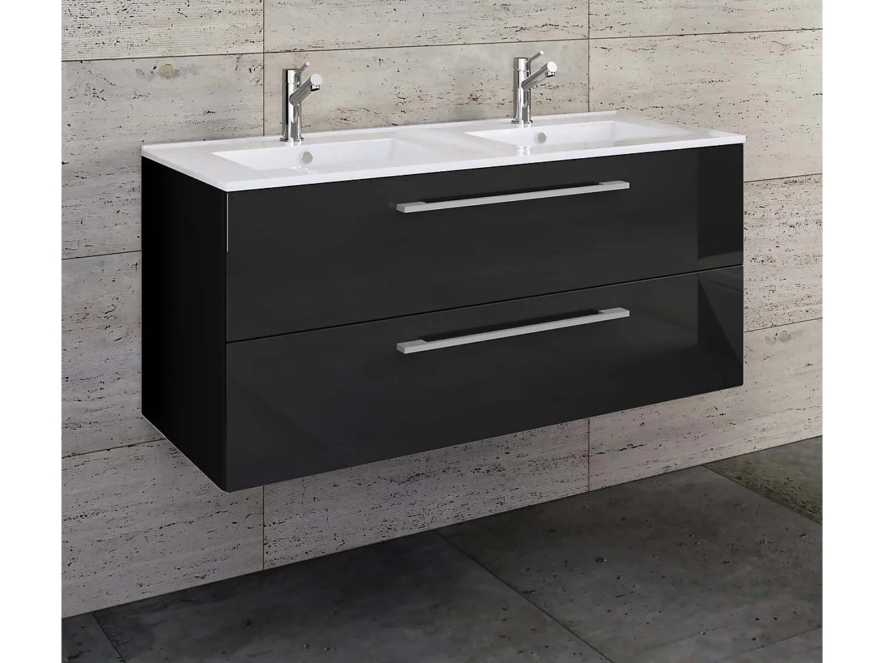 Bathroom furniture washbasin Budasi Black H. 51 x W. 112 x D. 46 cm