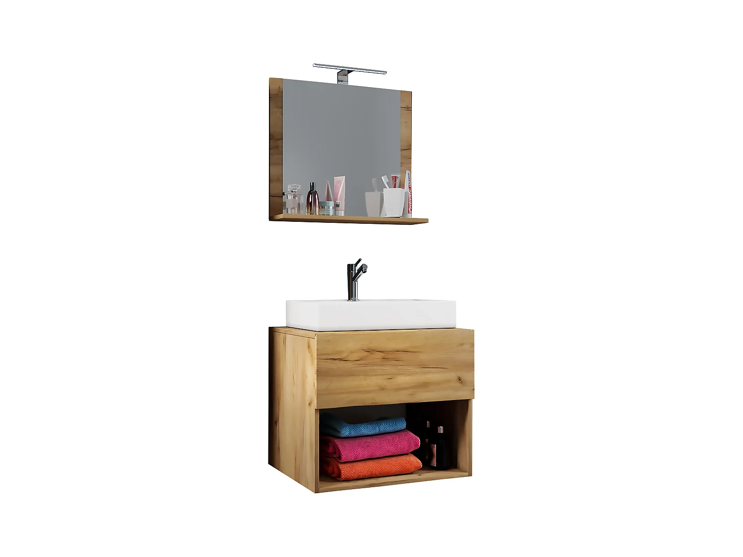 Bathroom furniture washbasin Lendas Honey oak H. 107 x W. 80 x D. 52 cm