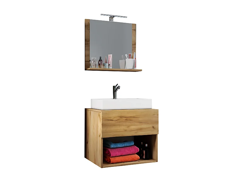 Bathroom furniture washbasin Lendas Honey oak H. 107 x W. 80 x D. 52 cm