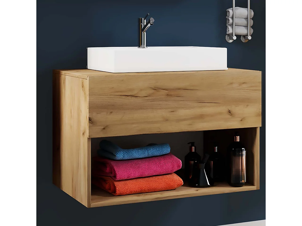 Bathroom furniture washbasin Lendas Honey oak H. 69 x W. 80 x D. 52 cm