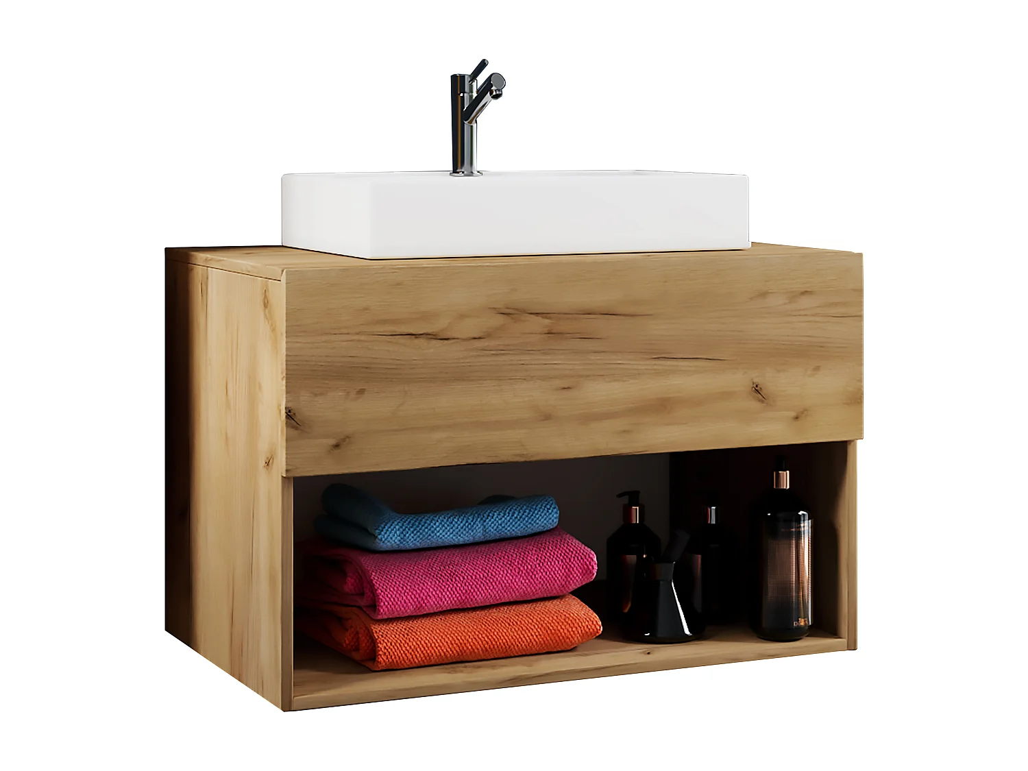 Bathroom furniture washbasin Lendas Honey oak H. 69 x W. 80 x D. 52 cm