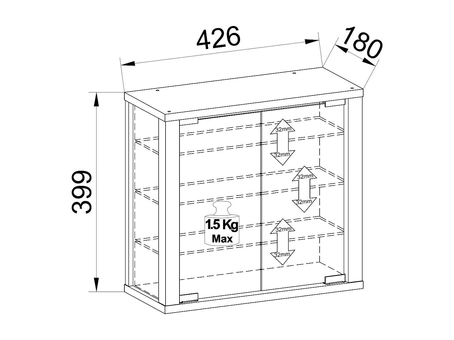 Wall display cabinet Vitrosa Book H. 40 x W. 43 x D. 18 cm