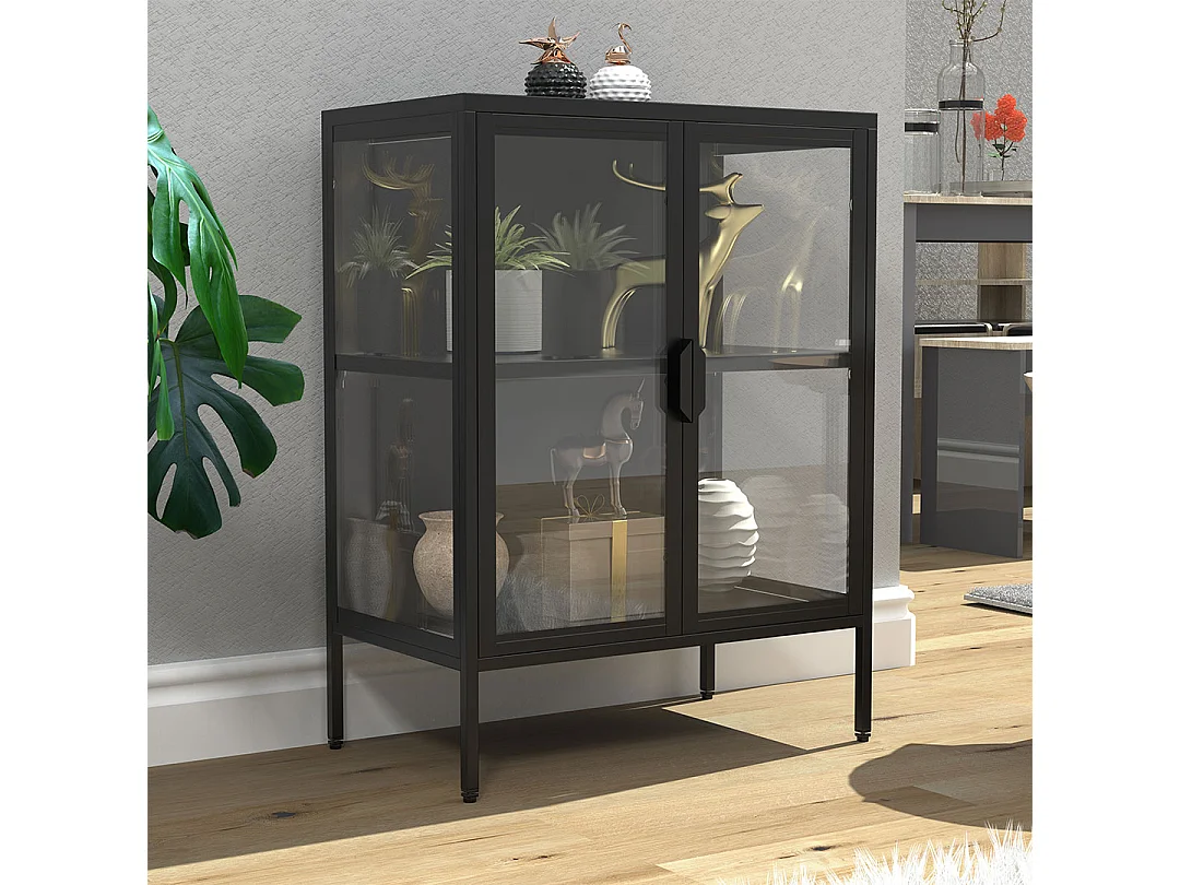 Stalen glazen showcase Floka S