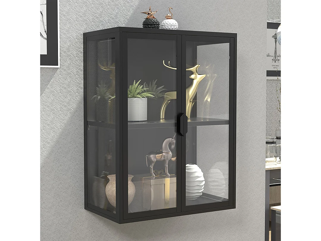 Stahl Wandvitrine Hängevitrine Vitrine Glas Flokas