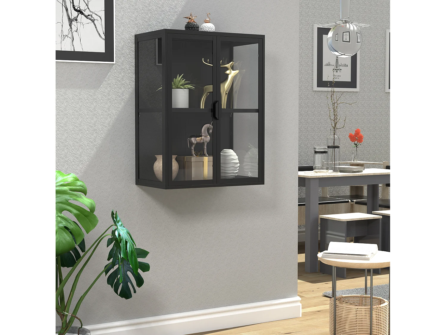 Stahl Wandvitrine Hängevitrine Vitrine Glas Flokas