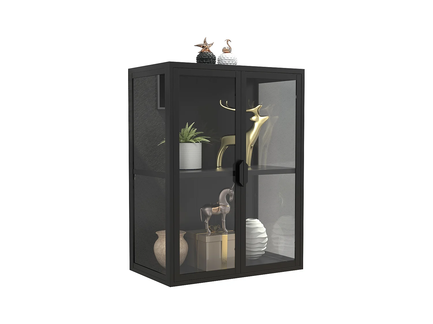 Wall display cabinet Flokas Black H. 80 x W. 60 x D. 35 cm