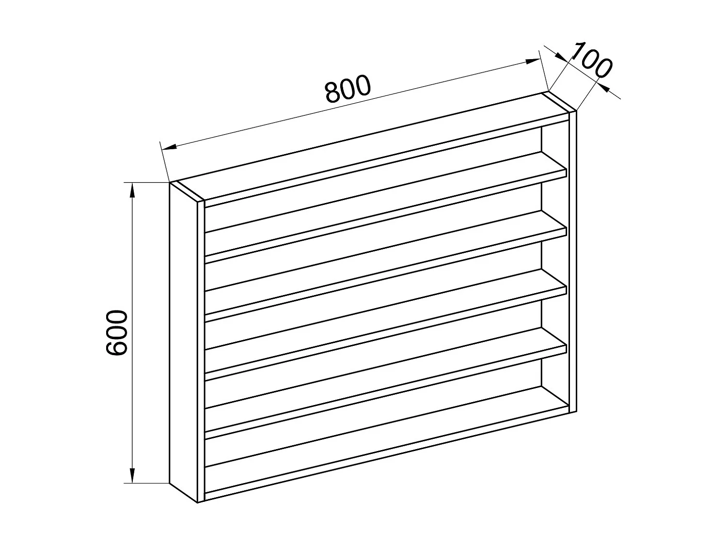Wall display cabinet Osado Book H. 60 x W. 80 x D. 10 cm
