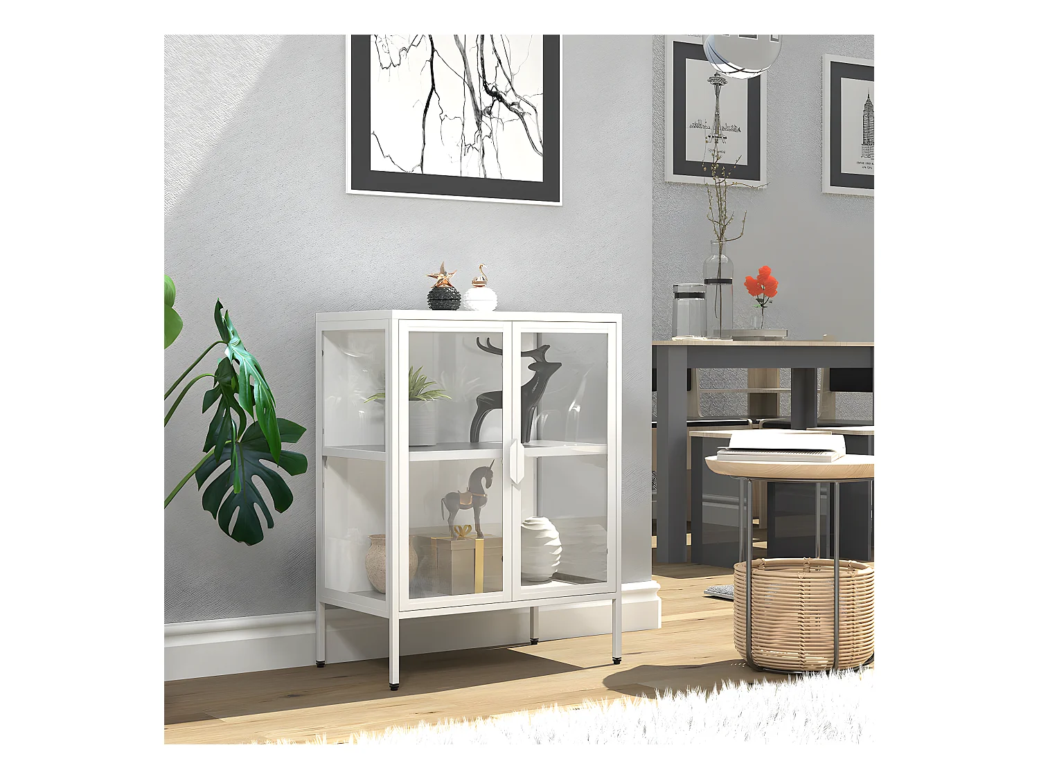 Stahl Glas Standvitrine Vitrine Schaukasten FlokaS