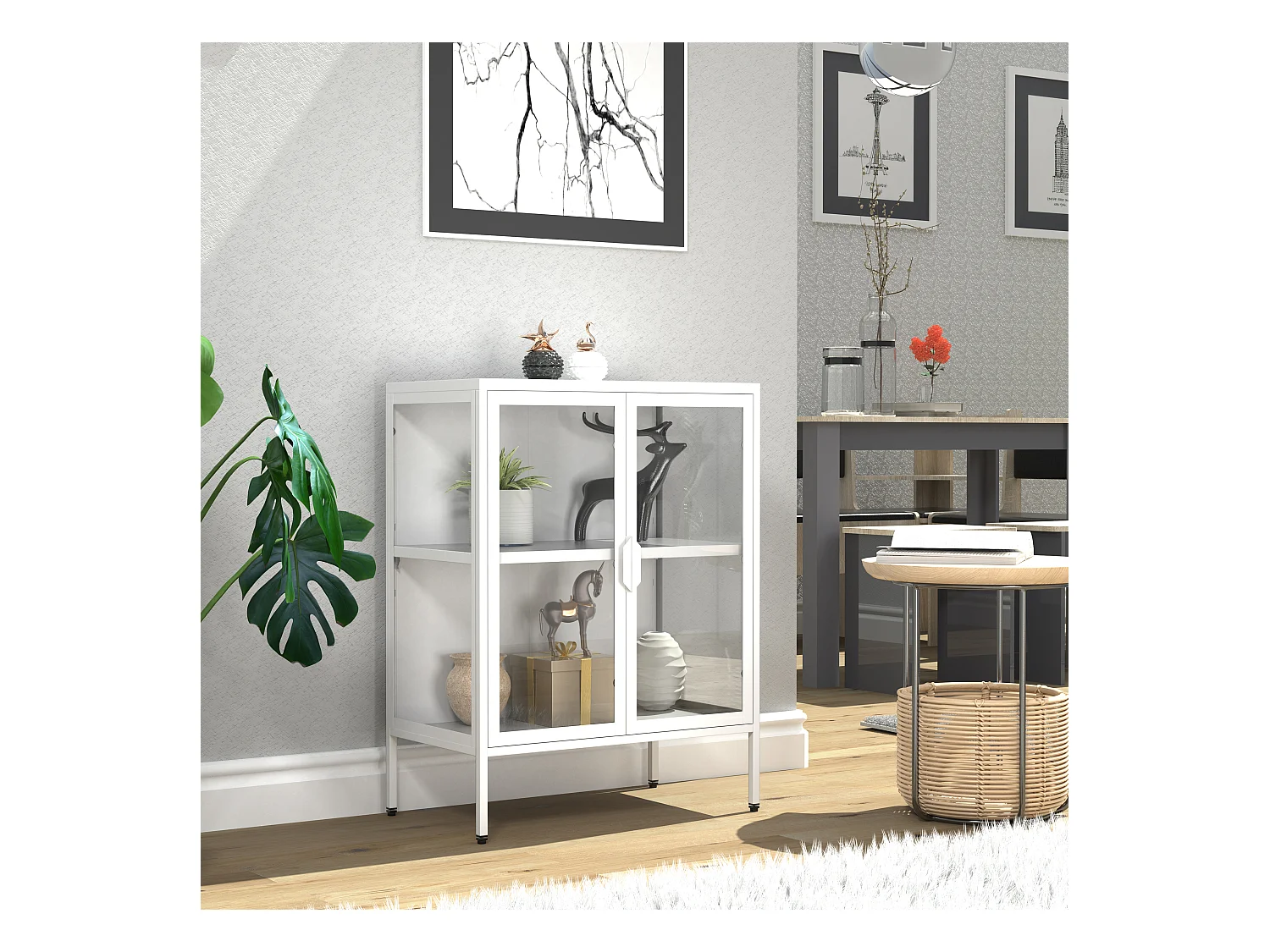 Stahl Glas Standvitrine Vitrine Schaukasten FlokaS