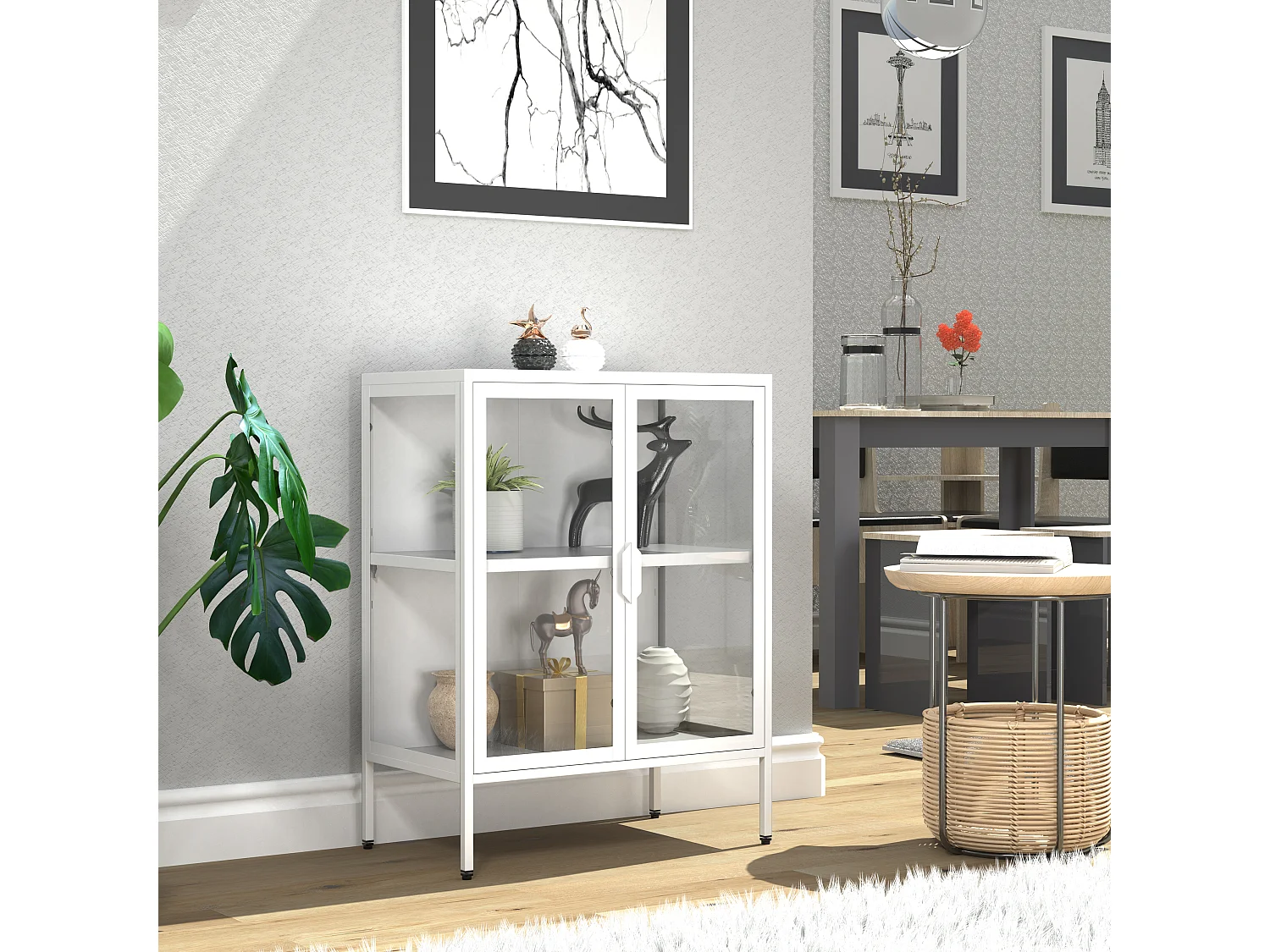 Acier Vitrine verre Vitrine Floka S