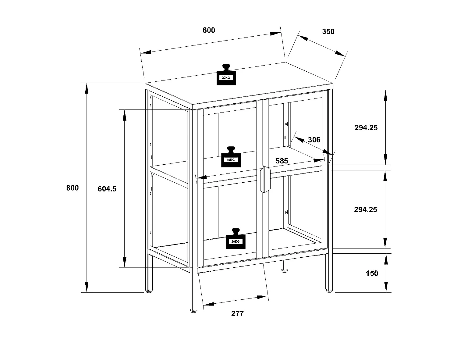Acier Vitrine verre Vitrine Floka S