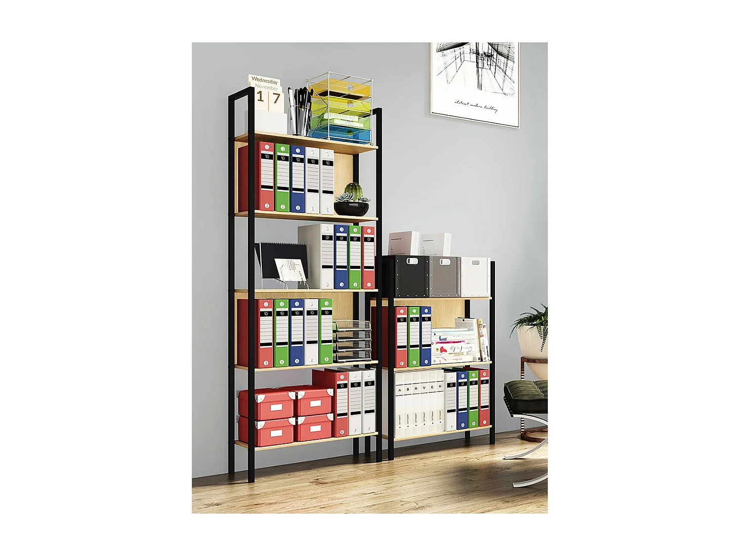 Office Shelf & Bookcase Flakos Honey oak H. 100 x W. 56 x D. 24 cm