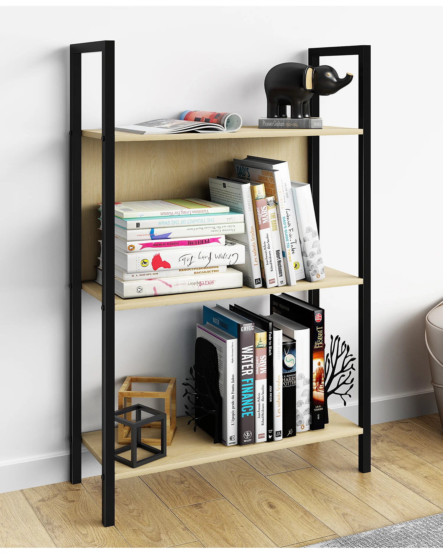 Prateleira e estante de escritório Flakos Carvalho mel A. 100 x L. 56 x P. 24 cm